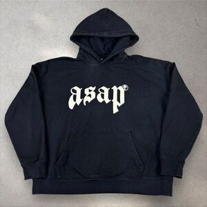 ASAP Culture Hoodie Puff Print Spell Out Heavy Sweatshirt Pullover Sz M